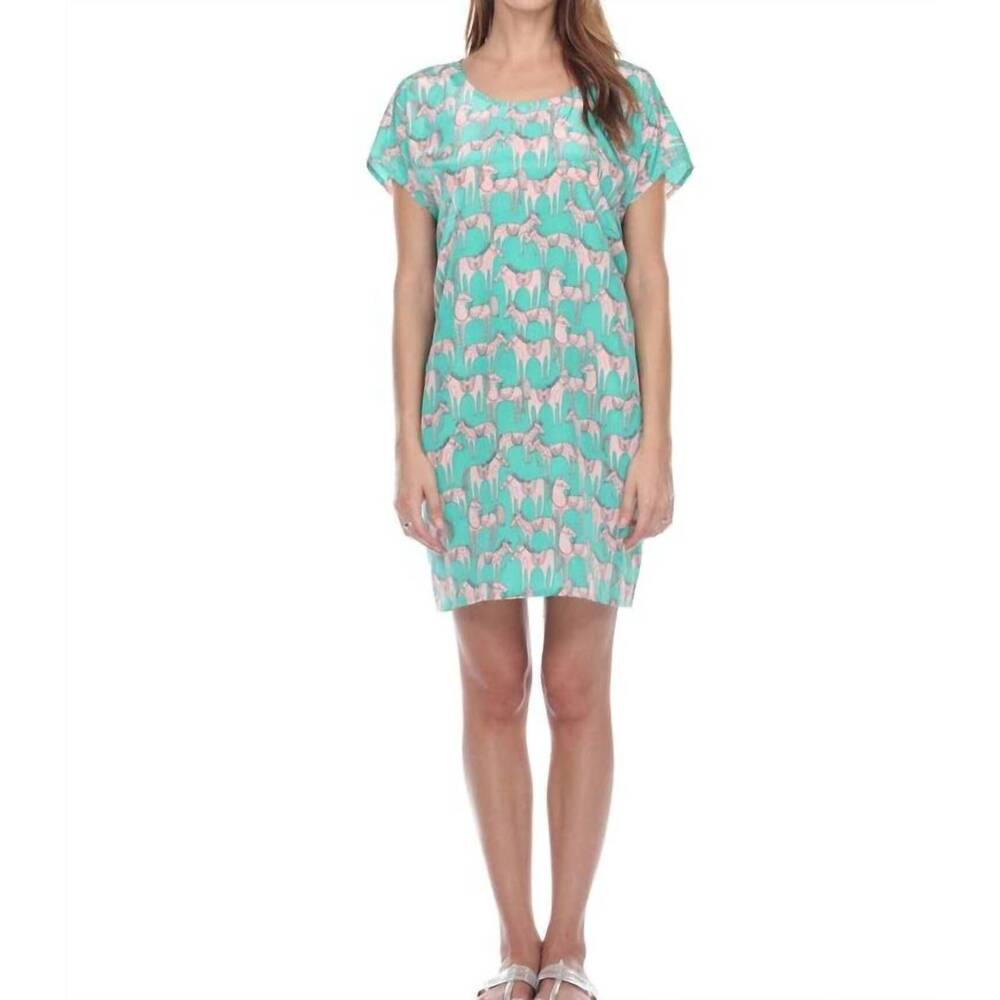 NEW ZERO DEGREE CELSIUS printed mini dress in green, pink